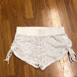 Medium white swim cover up shorts